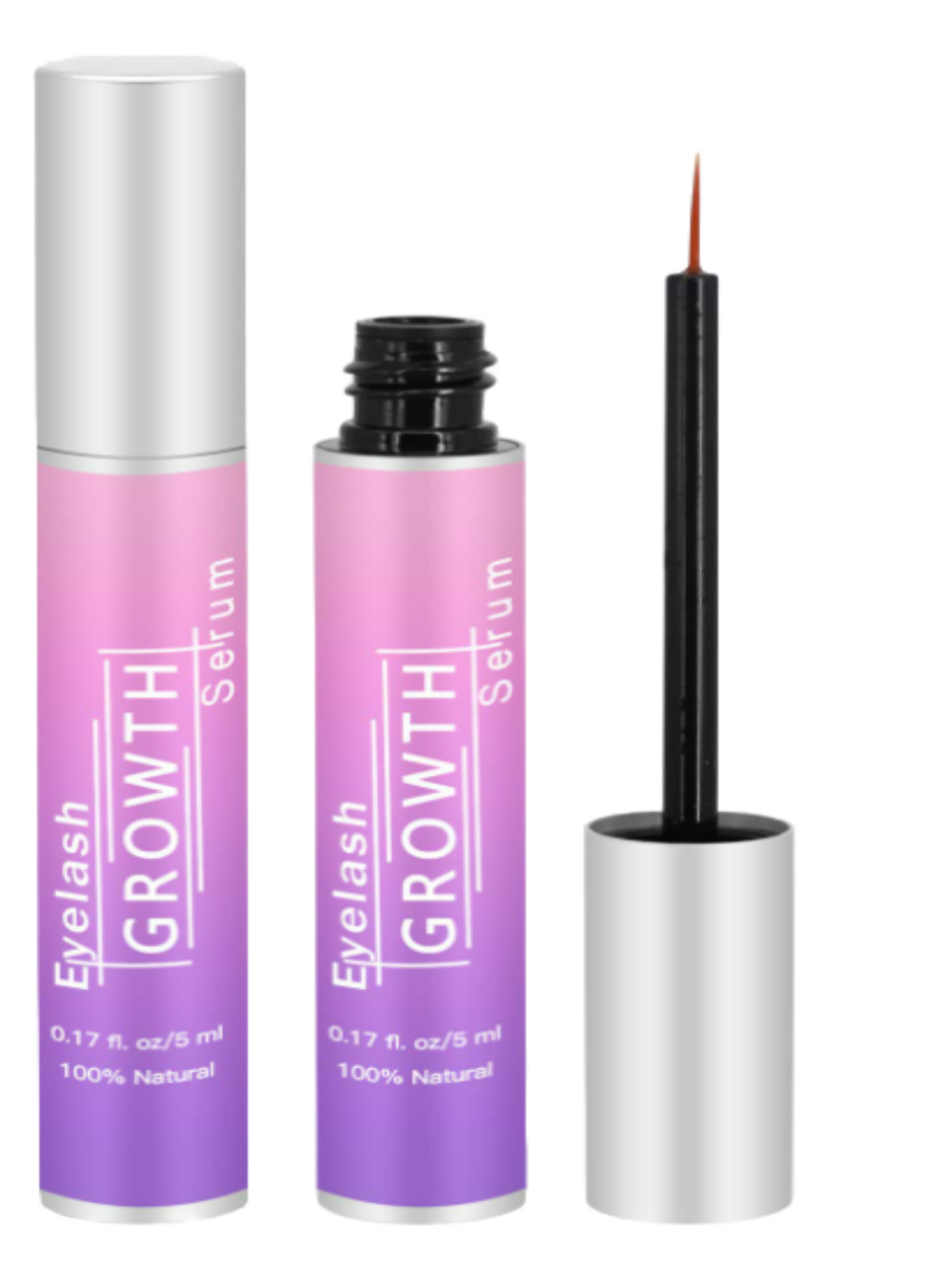 Eyelash growth serum with a dropper on a white background