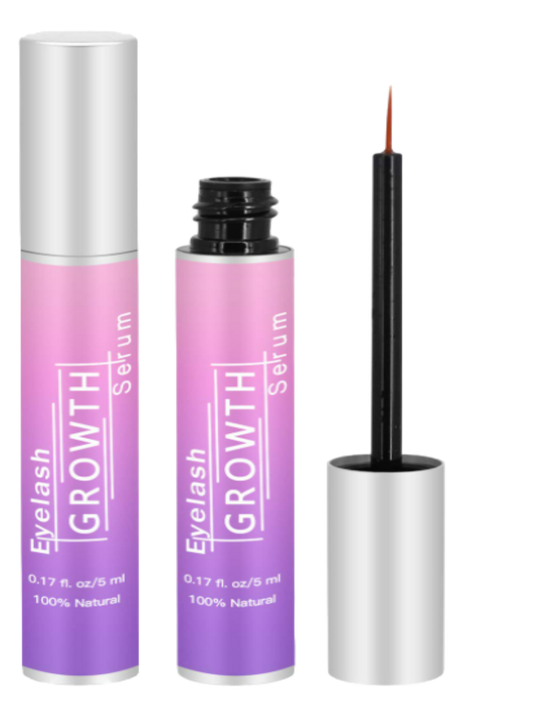 Eyelash growth serum with a dropper on a white background